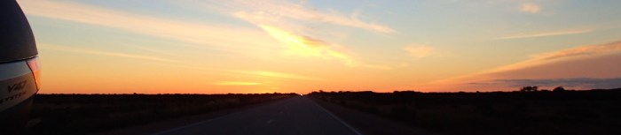 Looking back at the sunrise over the Nullabor