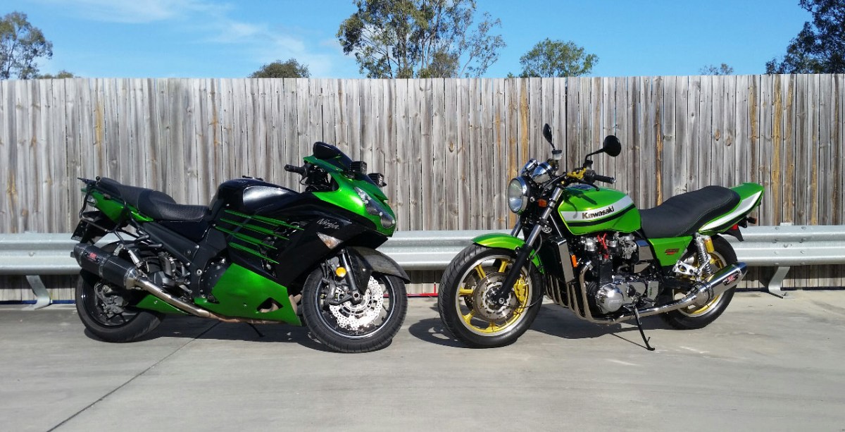 Kawasaki ZX14R and modified KZ1300
